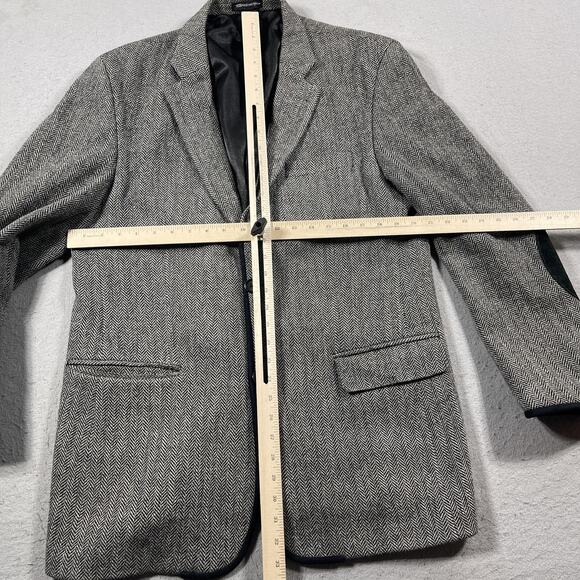 Harris Tweed Blazer Mens 42L Herringbone Elbow Patch Wool Jacket Academia - Picture 2 of 9